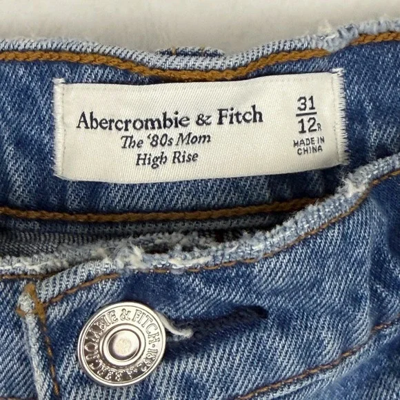 Abercrombie & Fitch The 80s Mom High Rise Distressed Jeans 31/12R Medium Wash - Picture 5 of 7